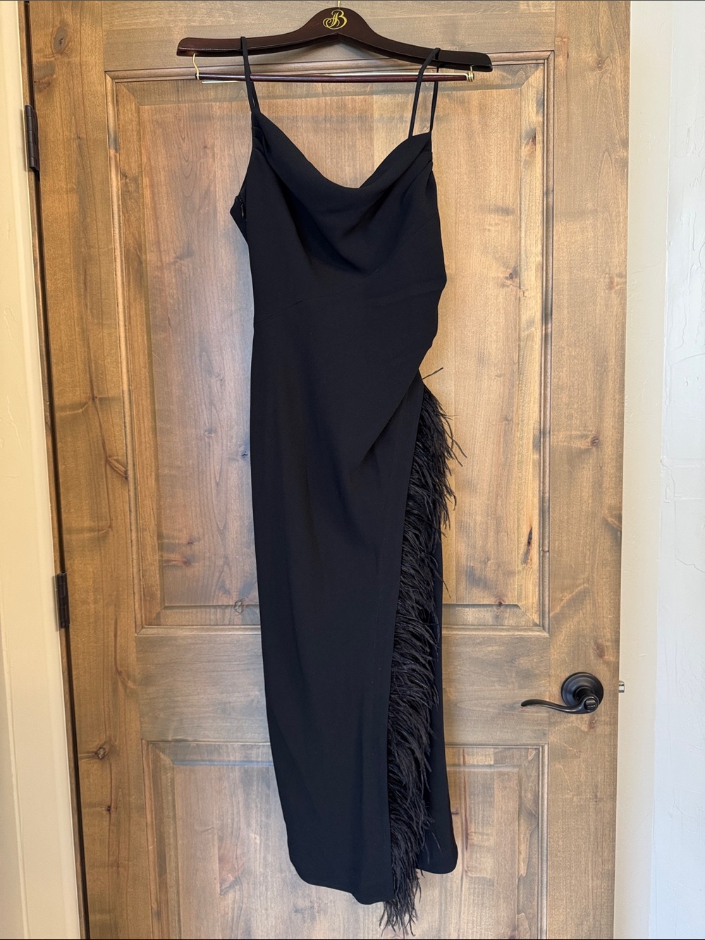 Derek Lam 10 Crosby Elegant Black Feather-Trim Dress